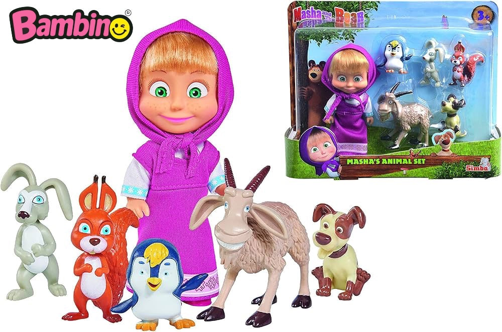 MASHA e ORSO Animal Set Originale Simba Action Figure Bambina Collezione