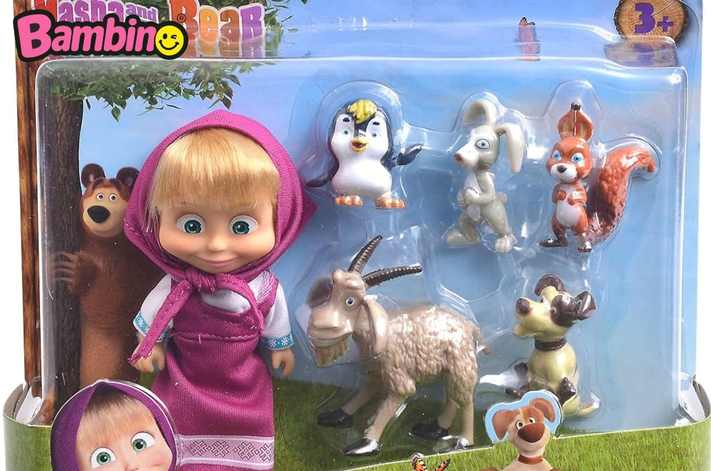 MASHA e ORSO Animal Set Originale Simba Action Figure Bambina Collezione