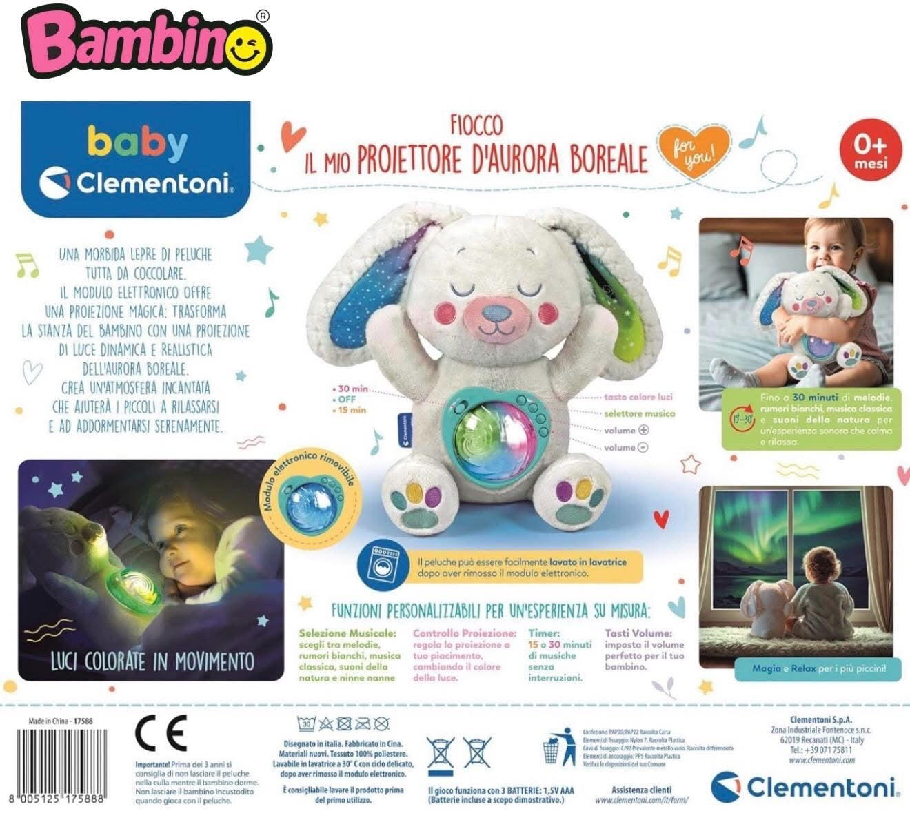 Peluche coniglietto Clementoni Baby proiettore