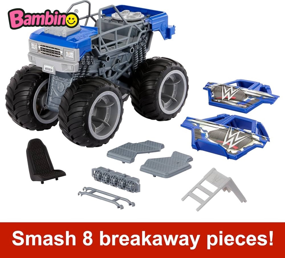 Mattel WWE Wrekkin Slam Crusher Monster Truck con 8 parti da staccare.