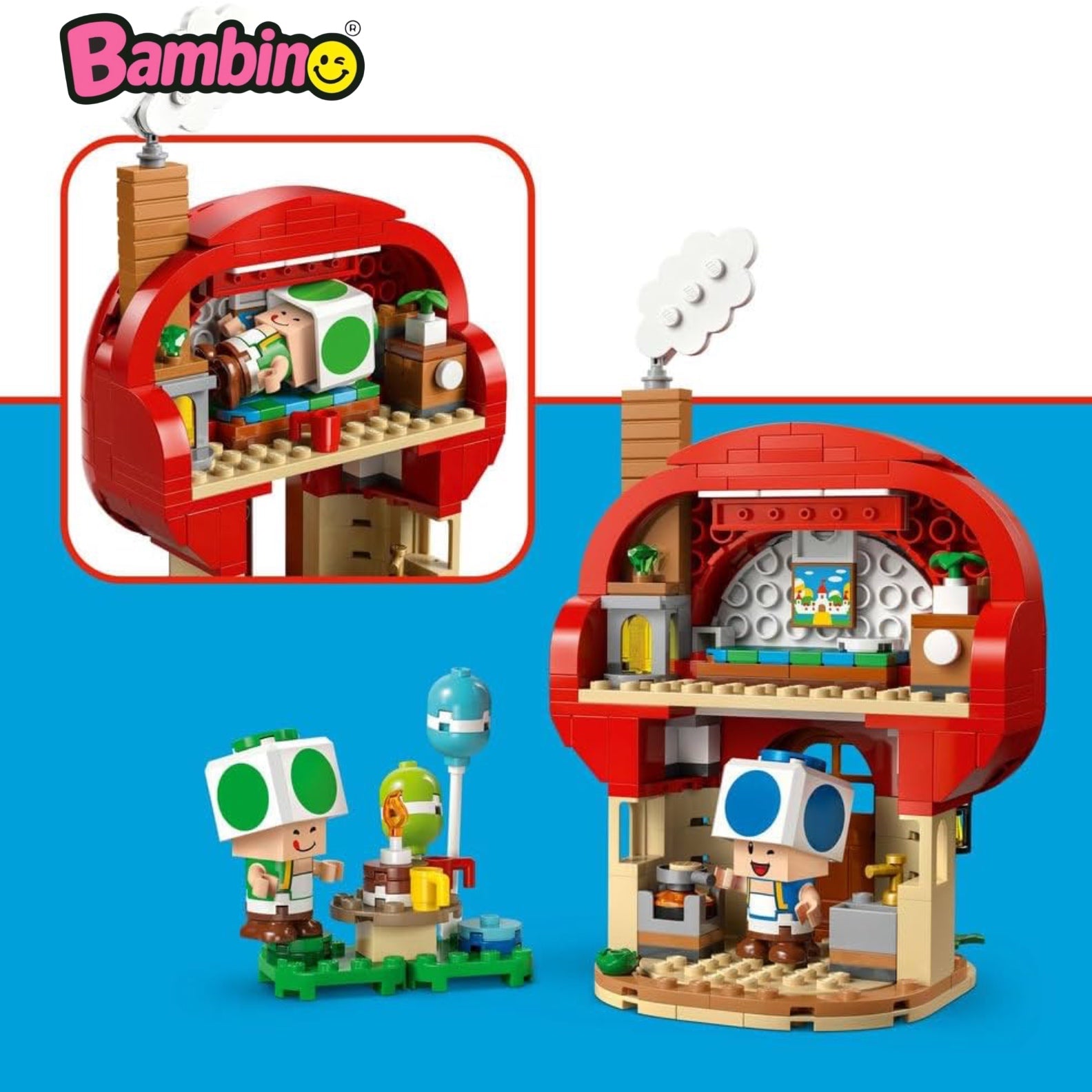 LEGO Super Mario 72041 Festa a Casa di Toad, Giocattolo con 2 Figure, Cucina, Camera, Tavolo da Picnic, Regalo per Bambini 7+