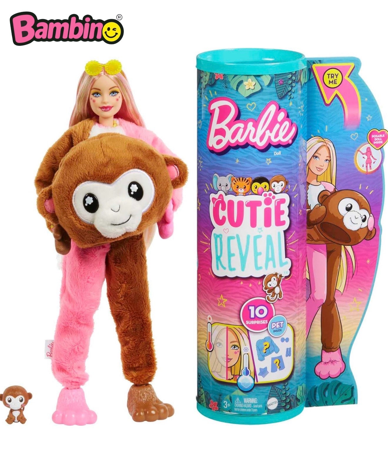 Barbie Cutie Reveal Bambola con Costume di Peluche da Orsacchiotto